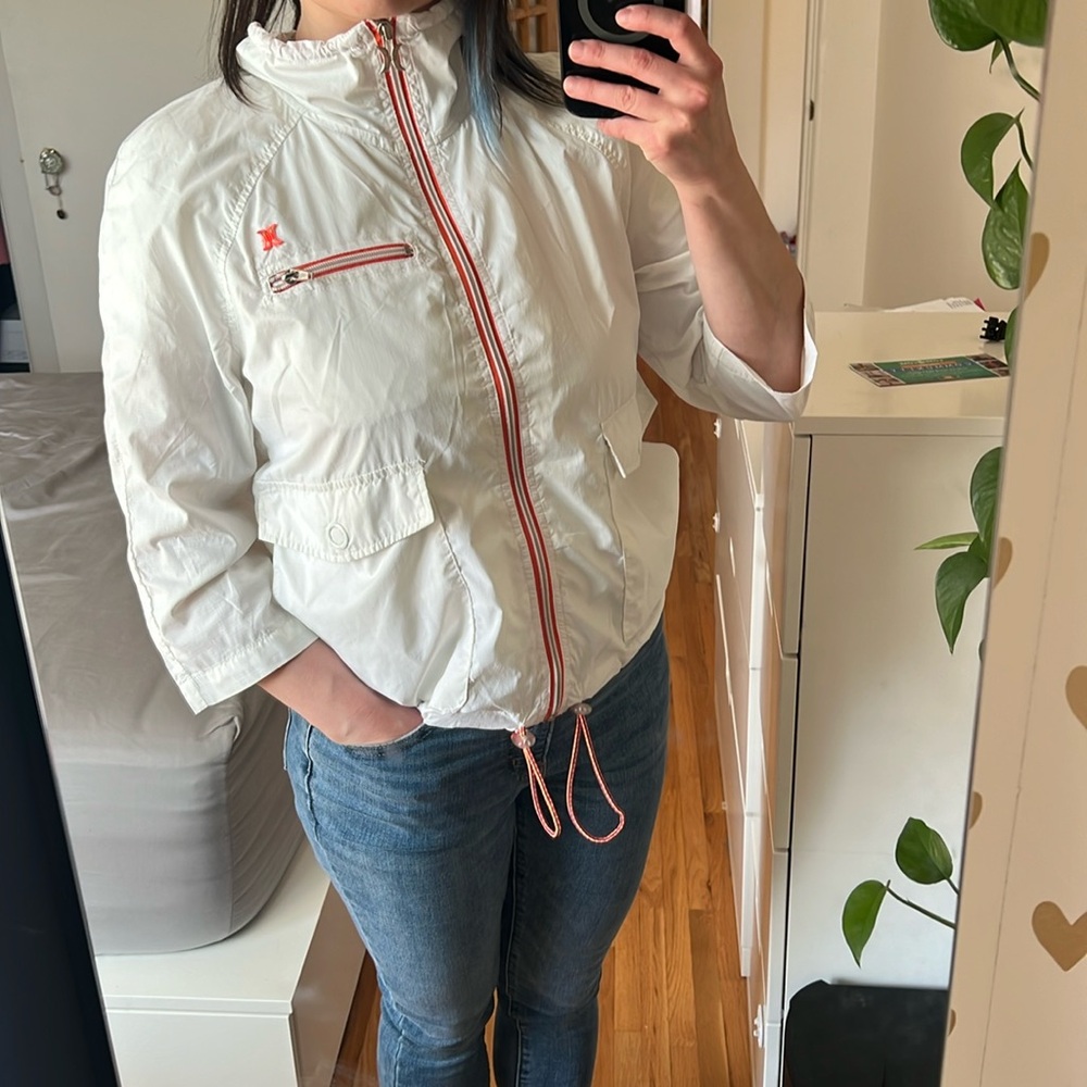 Hurley 3/4 sleeves windbreaker - white with orange trim